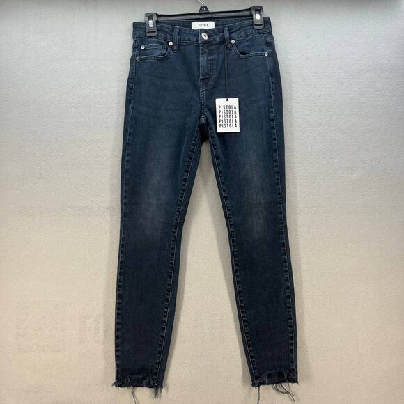 pistola Denim - Pistola Jeans Women's 27 Audrey Mid Rise Skinny Dark Wash Past Midnight Preppy